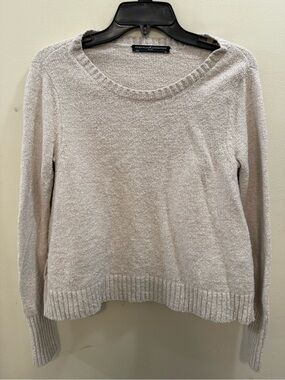 Peruvian Connection Cream Cropped Swing Sweater XS Textured Pima Cotton